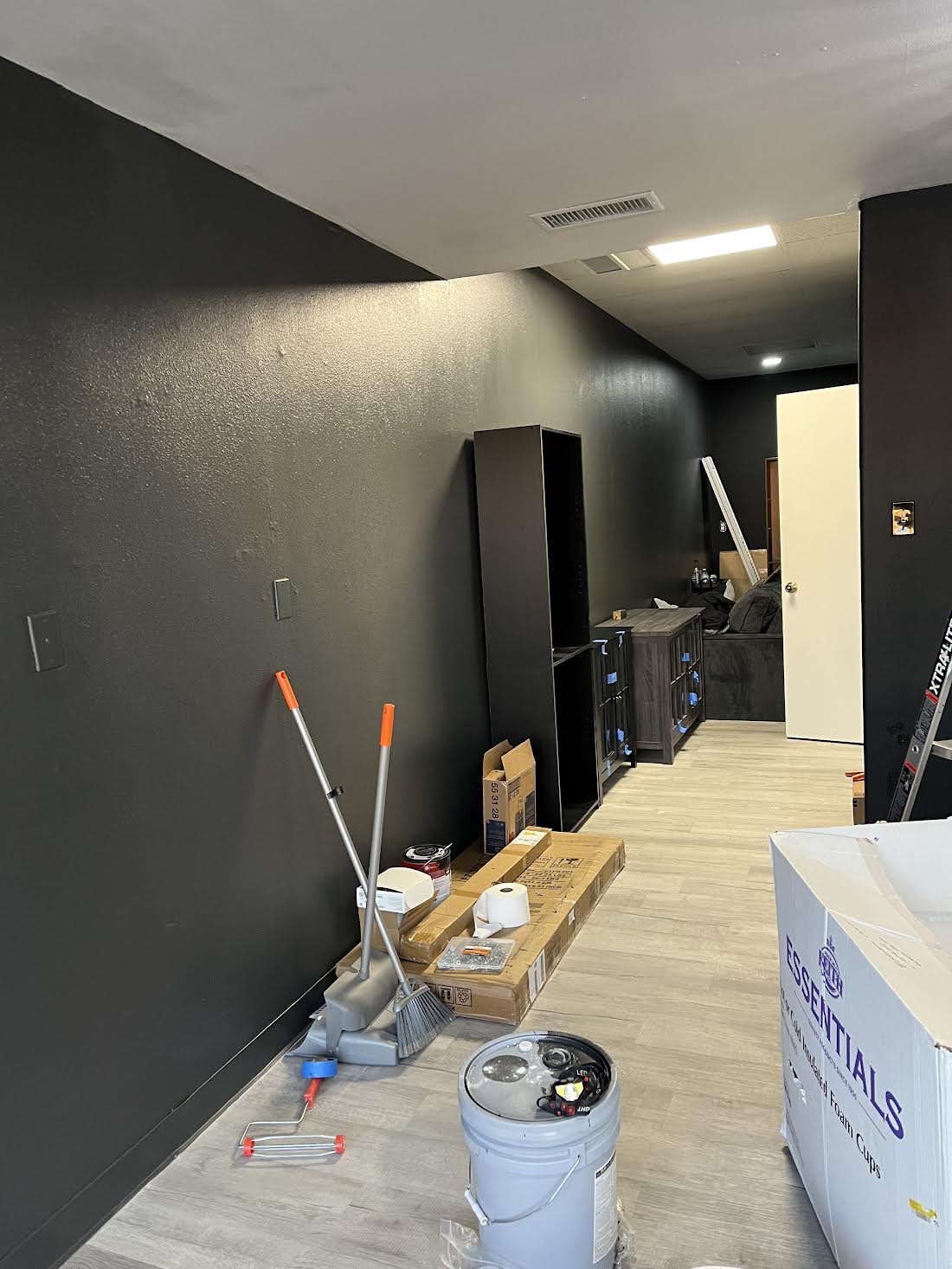 Commercial interior during a value-focused finish update